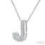 Silver Bubble 'J' Initial Diamond Pendant