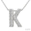 Silver Bubble 'K' Initial Diamond Pendant