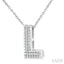 Silver Bubble 'L' Initial Diamond Pendant
