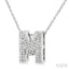 Silver Bubble 'M' Initial Diamond Pendant