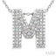 Silver Bubble 'M' Initial Diamond Pendant