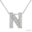 Silver Bubble 'N' Initial Diamond Pendant