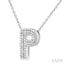 Silver Bubble 'P' Initial Diamond Pendant