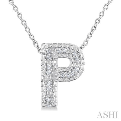 Silver Bubble 'P' Initial Diamond Pendant