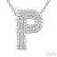 Silver Bubble 'P' Initial Diamond Pendant