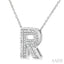 Silver Bubble 'R' Initial Diamond Pendant