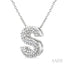 Silver Bubble 'S' Initial Diamond Pendant