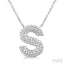 Silver Bubble 'S' Initial Diamond Pendant