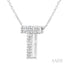 Silver Bubble 'T' Initial Diamond Pendant
