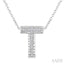 Silver Bubble 'T' Initial Diamond Pendant