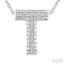 Silver Bubble 'T' Initial Diamond Pendant