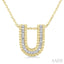 Gold Vermeil Bubble 'U' Initial Diamond Pendant