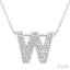 Silver Bubble 'W' Initial Diamond Pendant