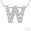 Silver Bubble 'W' Initial Diamond Pendant