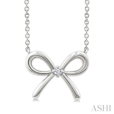 Silver Bow Diamond Fashion Pendant