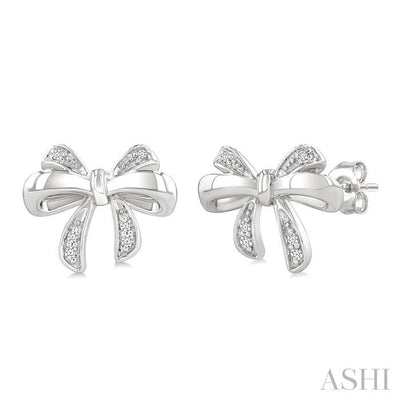 Silver Bow Diamond Fashion Earrings