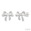 Silver Bow Diamond Fashion Earrings