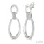 Silver Bold Oval Shape Link Diamond Earrings