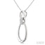 Silver Bold Oval Link Diamond Pendant