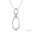 Silver Bold Oval Link Diamond Pendant