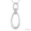 Silver Bold Oval Link Diamond Pendant