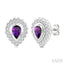 Silver Bold Pear Shape Gemstone Earrings