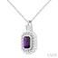 Silver Bold Emerald Shape Gemstone Pendant