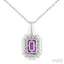 Silver Bold Emerald Shape Gemstone Pendant