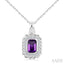 Silver Bold Emerald Shape Gemstone Pendant