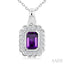 Silver Bold Emerald Shape Gemstone Pendant