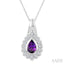 Silver Bold Pear Shape Gemstone Pendant