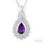 Silver Bold Pear Shape Gemstone Pendant