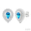 Silver Bold Pear Shape Gemstone & Diamond Earrings