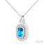 Silver Bold Emerald Shape Gemstone Pendant