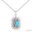Silver Bold Emerald Shape Gemstone Pendant
