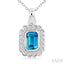 Silver Bold Emerald Shape Gemstone Pendant