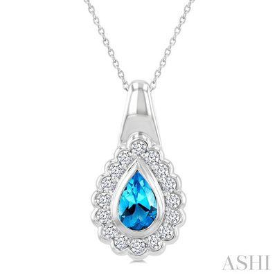 Silver Bold Pear Shape Gemstone Pendant