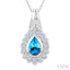 Silver Bold Pear Shape Gemstone Pendant