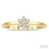 1/8 Ctw Floral Round Cut Diamond Petite Fashion Ring in 10K Yellow Gold