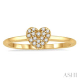 1/10 Ctw Heart Charm Round Cut Diamond Petite Fashion Ring in 10K Yellow Gold