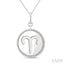 Silver Aries Zodiac Medallion Pendant