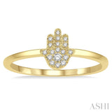 1/10 Ctw Hamsa Round Cut Diamond Fashion Ring in 10K Yellow Gold