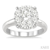 1 1/2 Ctw Lovebright Round Cut Diamond Ring in 14K White Gold