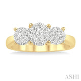 1 Ctw Lovebright Round Cut Diamond Ring in 14K Yellow and White Gold