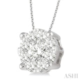 1 1/2 Ctw Lovebright Round Cut Diamond Pendant in 14K White Gold with Chain