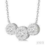 3/4 Ctw 3-Stone Lovebright Round Cut Diamond Necklace in 14K White Gold