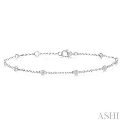 Silver Diamond Station Chain Bracelet