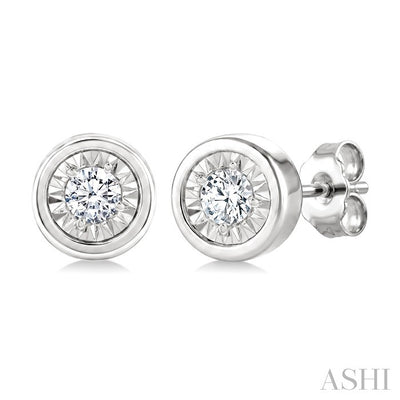 Silver Diamond Stud Earrings