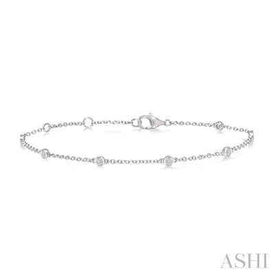 Silver Diamond Station Chain Bracelet