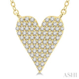 1/4 Ctw Heart Charm Round Cut Diamond Fashion Pendant in 10K Yellow Gold